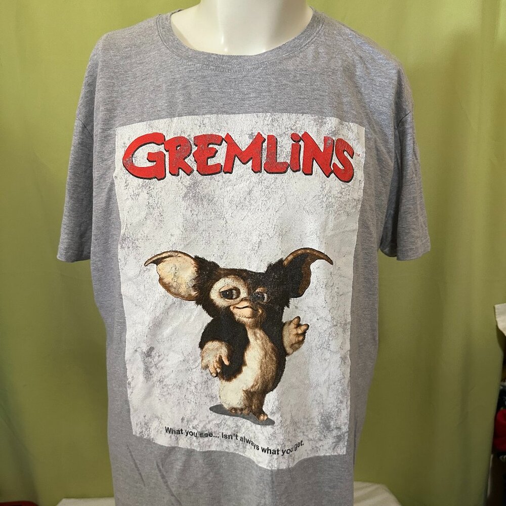 Gremlins Gizmo Stripe Billy Peltzer Men's Gray T Shirt Size XL Cotton Polyester
